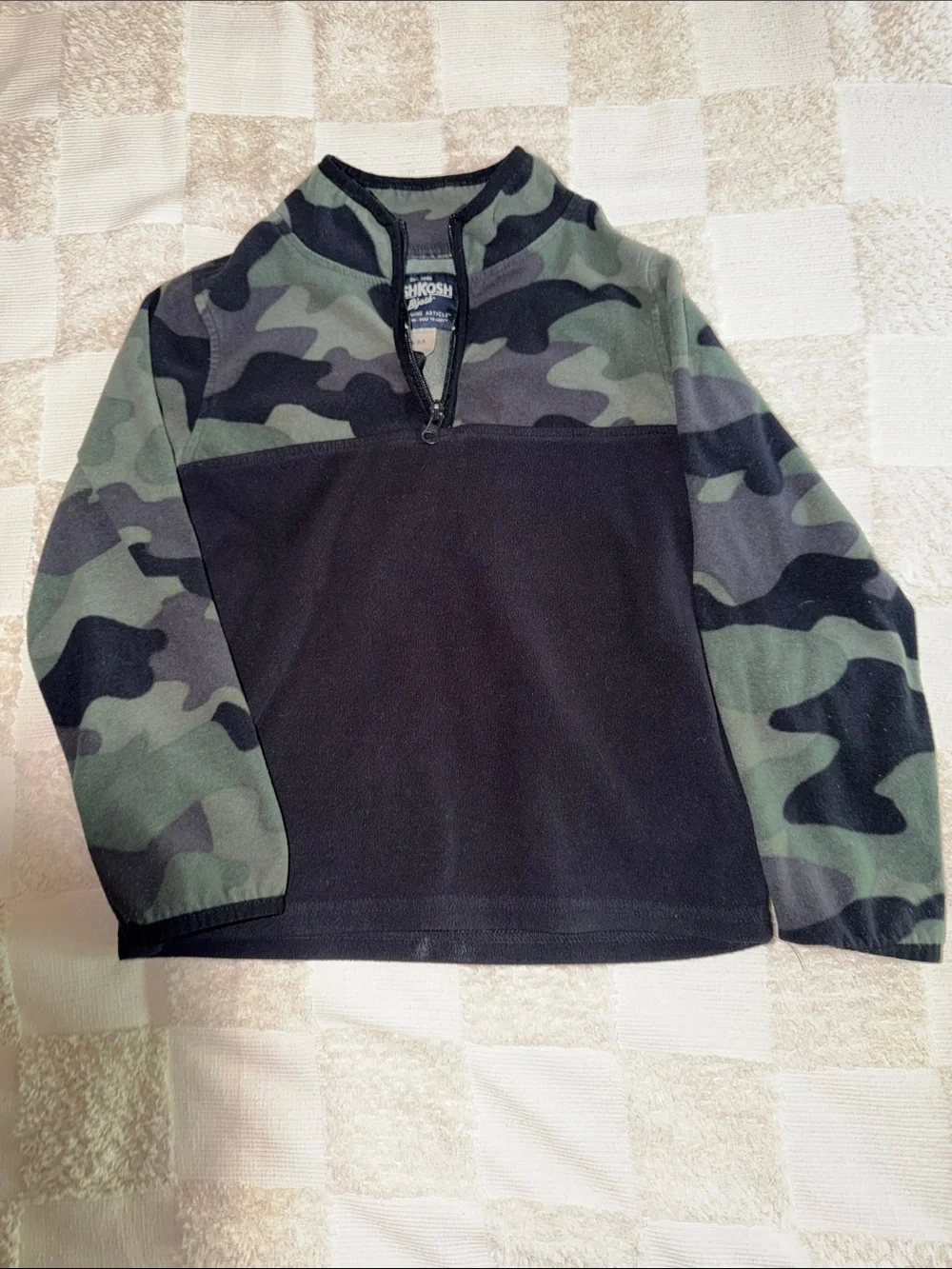 OshKosh B'gosh Black Body Camo Sleeve Half-Zip Pullover
